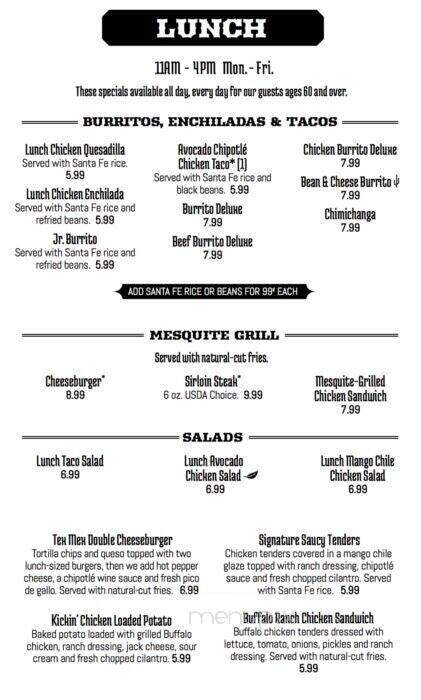 Tumbleweed Southwest Grill - Zanesville, OH menu_pic