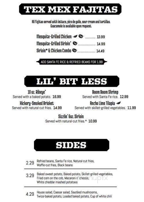 Tumbleweed Southwest Grill - Zanesville, OH menu_pic