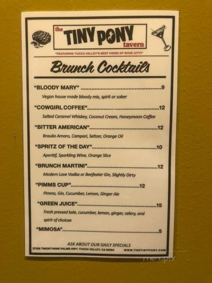 The Tiny Pony - Yucca Valley, CA menu_pic