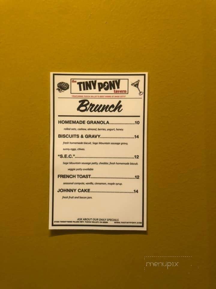 The Tiny Pony - Yucca Valley, CA menu_pic