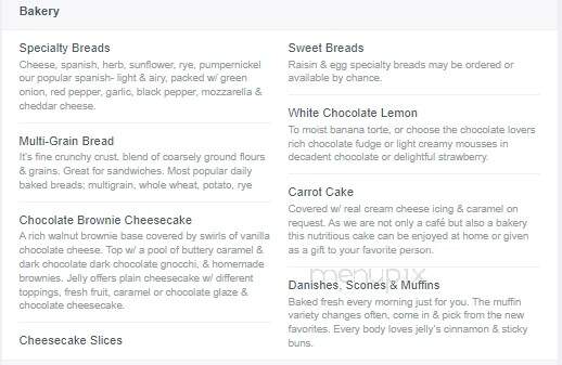 Jelly Craft Bakery & Cafe - Shelburne, ON menu_pic