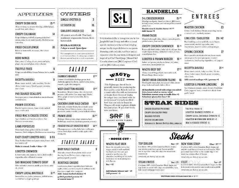 S+L Kitchen & Bar Langley - Langley, BC menu_pic