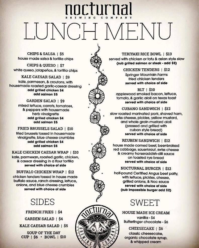 Nocturnal Brewing Company - Hayesville, NC menu_pic