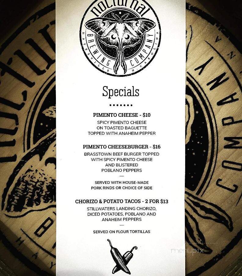 Nocturnal Brewing Company - Hayesville, NC menu_pic