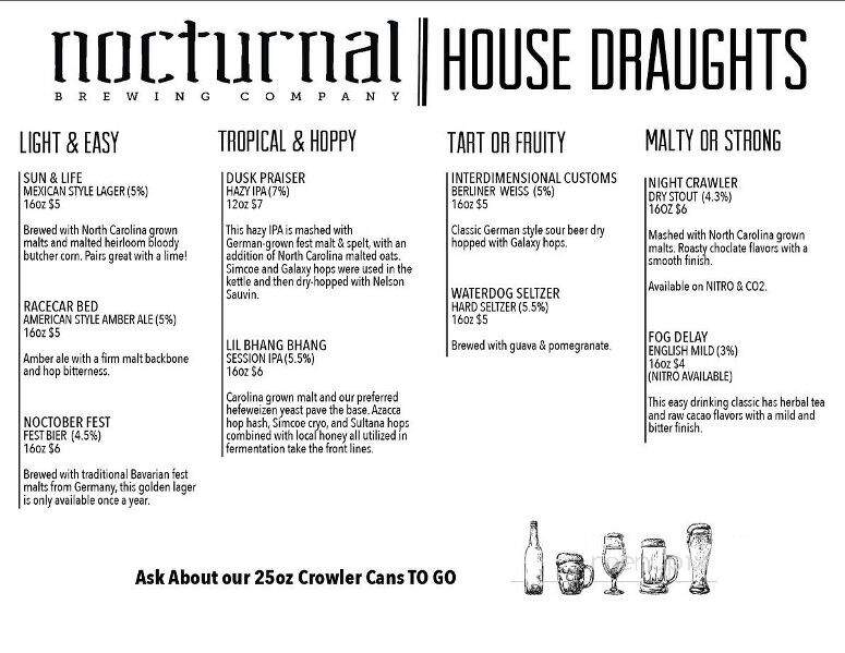 Nocturnal Brewing Company - Hayesville, NC menu_pic