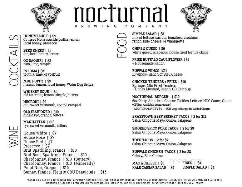 Nocturnal Brewing Company - Hayesville, NC menu_pic