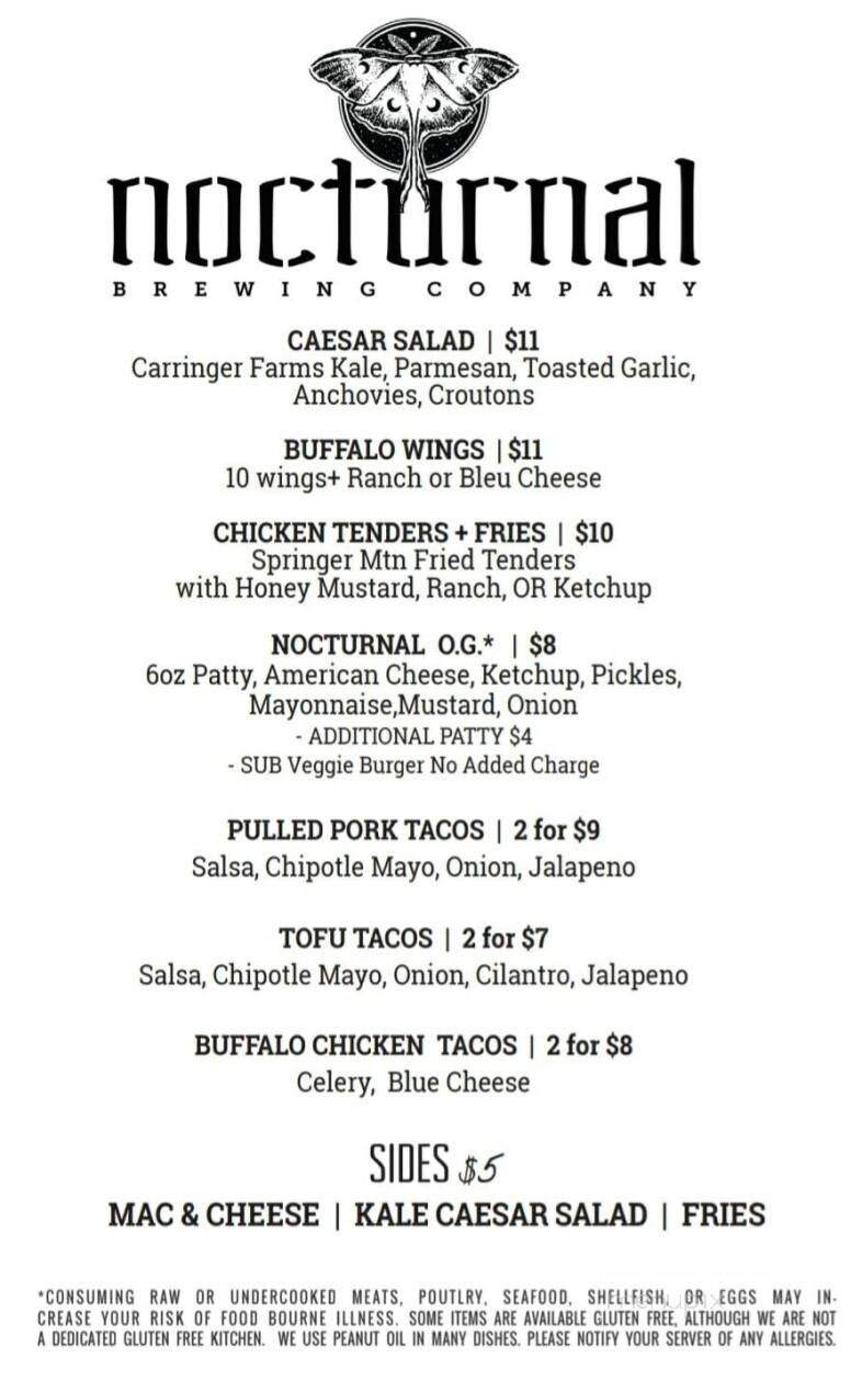 Nocturnal Brewing Company - Hayesville, NC menu_pic