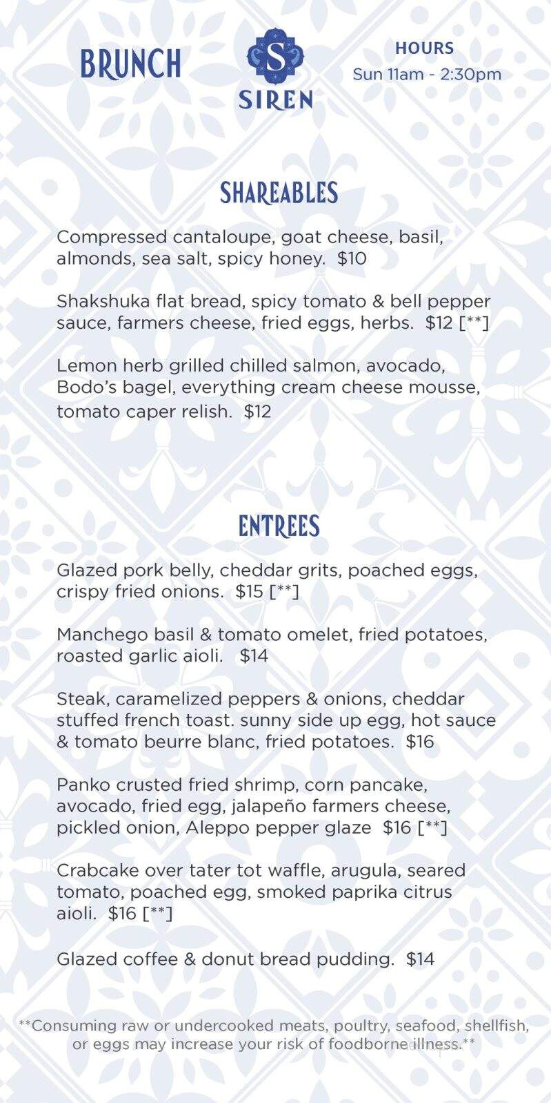 Siren Restaurant - Charlottesville, VA menu_pic