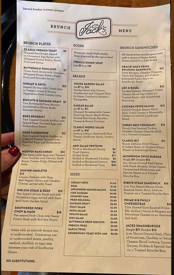 Jac's Grill - Wilson, NC menu_pic