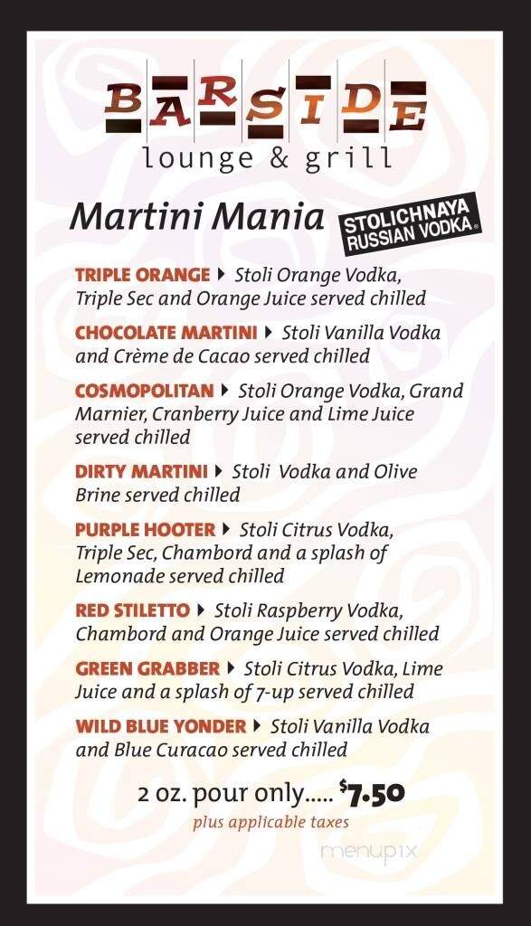 Barside Lounge & Grill - Kamloops, BC menu_pic