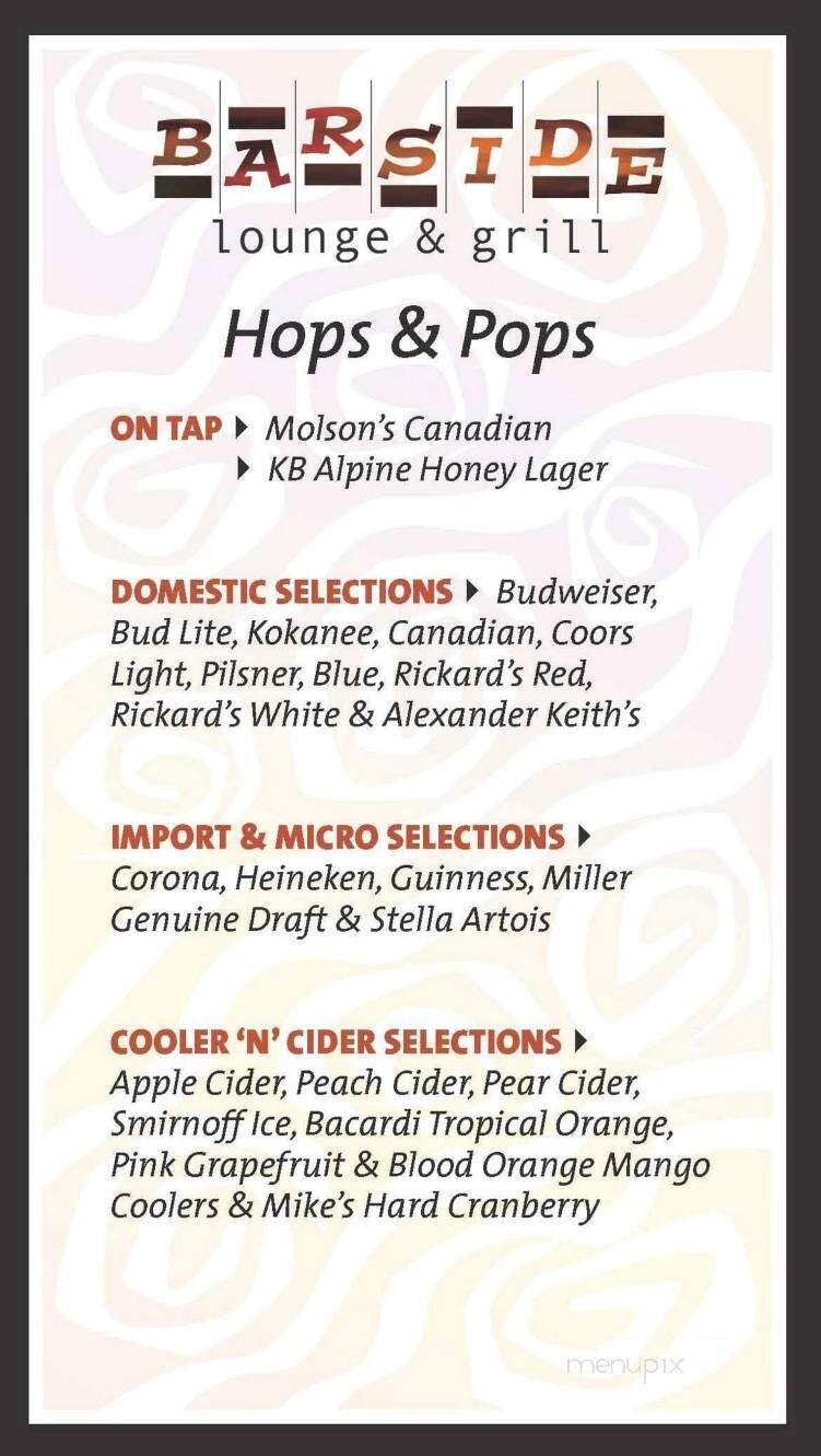 Barside Lounge & Grill - Kamloops, BC menu_pic