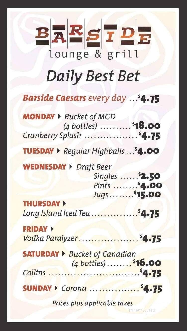 Barside Lounge & Grill - Kamloops, BC menu_pic
