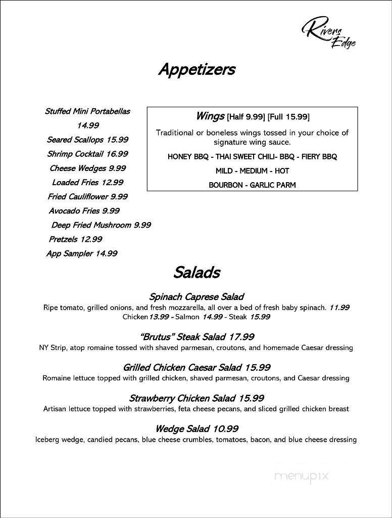 Rivers Edge - Wheeling, WV menu_pic