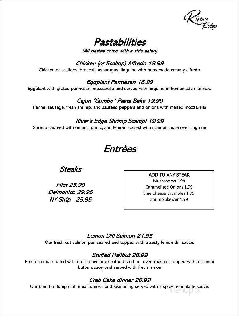 Rivers Edge - Wheeling, WV menu_pic