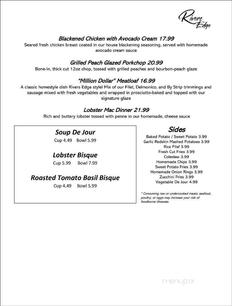 Rivers Edge - Wheeling, WV menu_pic