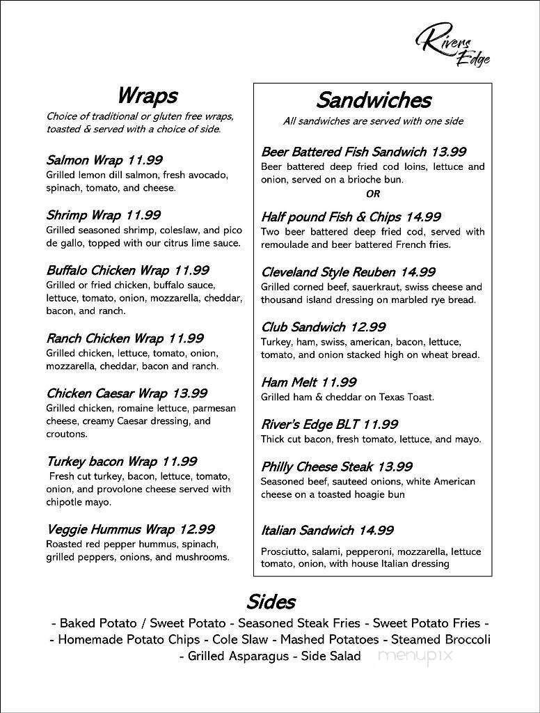 Rivers Edge - Wheeling, WV menu_pic