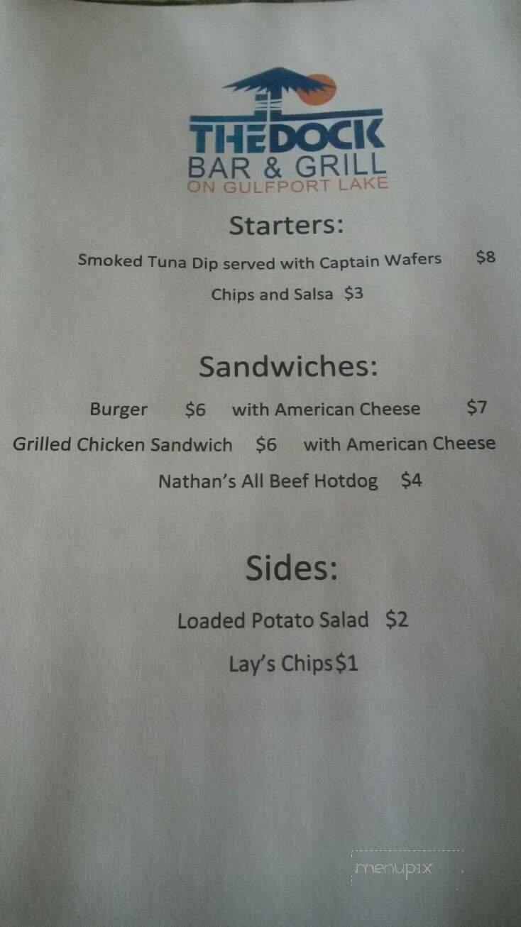 The Dock Bar & Grill - Gulfport, MS menu_pic