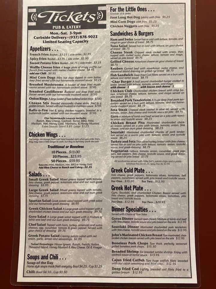 Tickets Pub & Eatery - Fairborn, OH menu_pic
