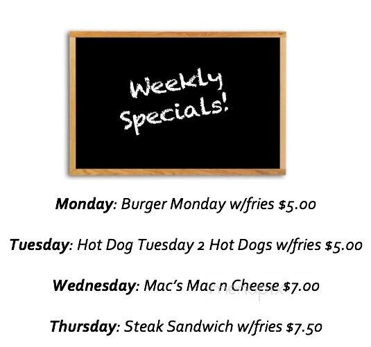 Mac's Drive-in - Watervliet, NY menu_pic