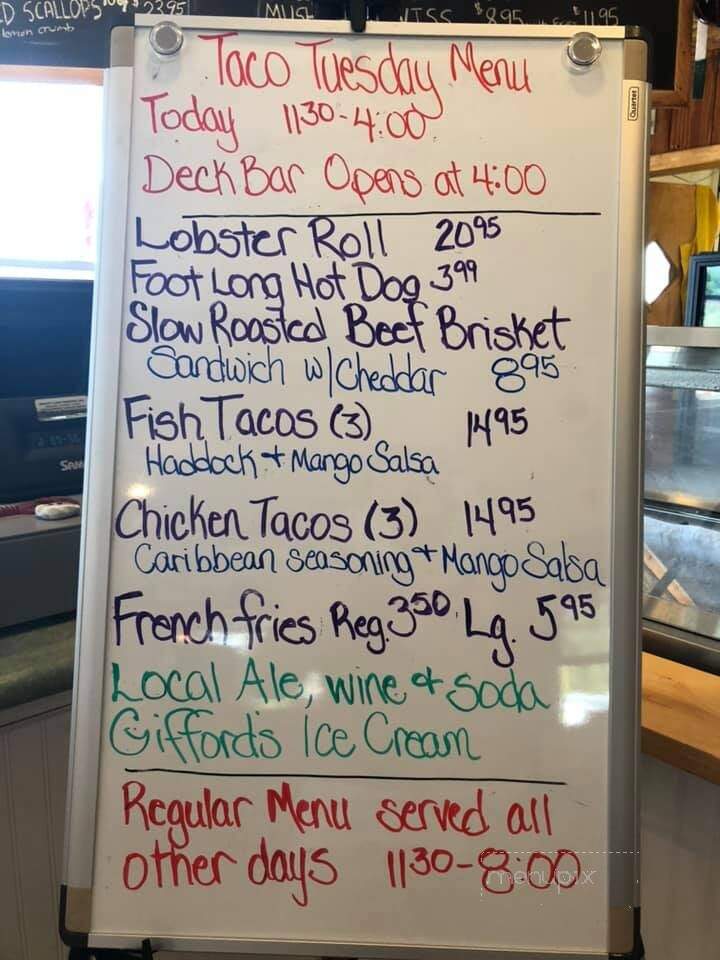 McLaughlin's Lobster Shack - Lincolnville, ME menu_pic