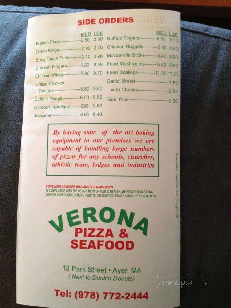 Verona Pizza & Seafood - Ayer, MA