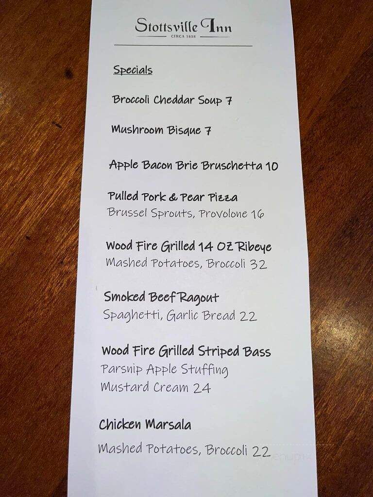 Stottsville Inn - Coatesville, PA menu_pic