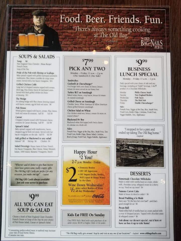 Old Bag of Nails Pub - Toledo, OH menu_pic