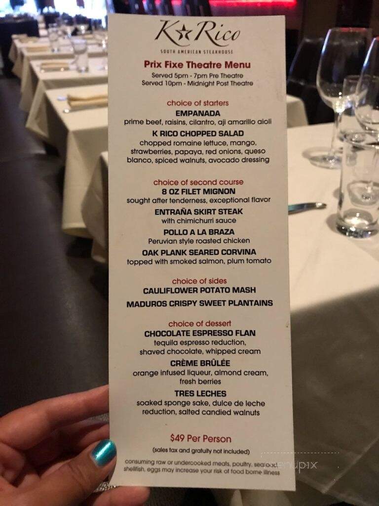 K Rico South American Steakhouse - New York, NY menu_pic