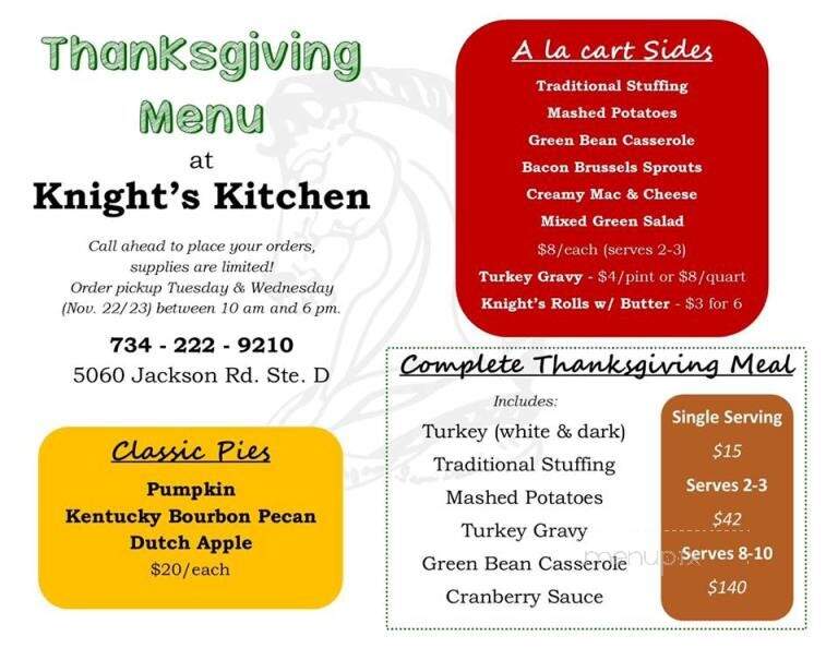Knight's Steakhouse & Grill - Jackson, MI menu_pic