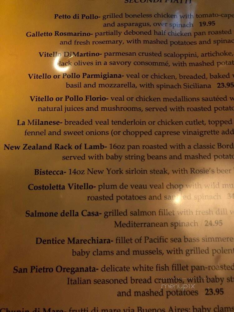 Rosie's Bistro Italiano - Bronxville, NY menu_pic