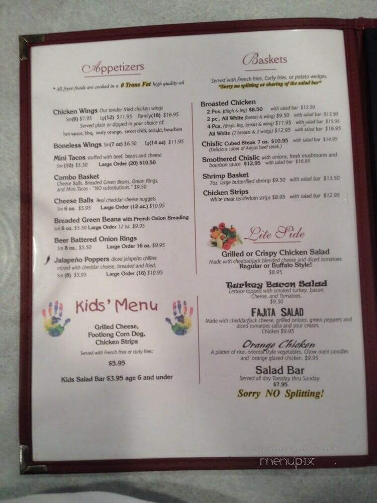 Hillside Resort - Wentworth, SD menu_pic