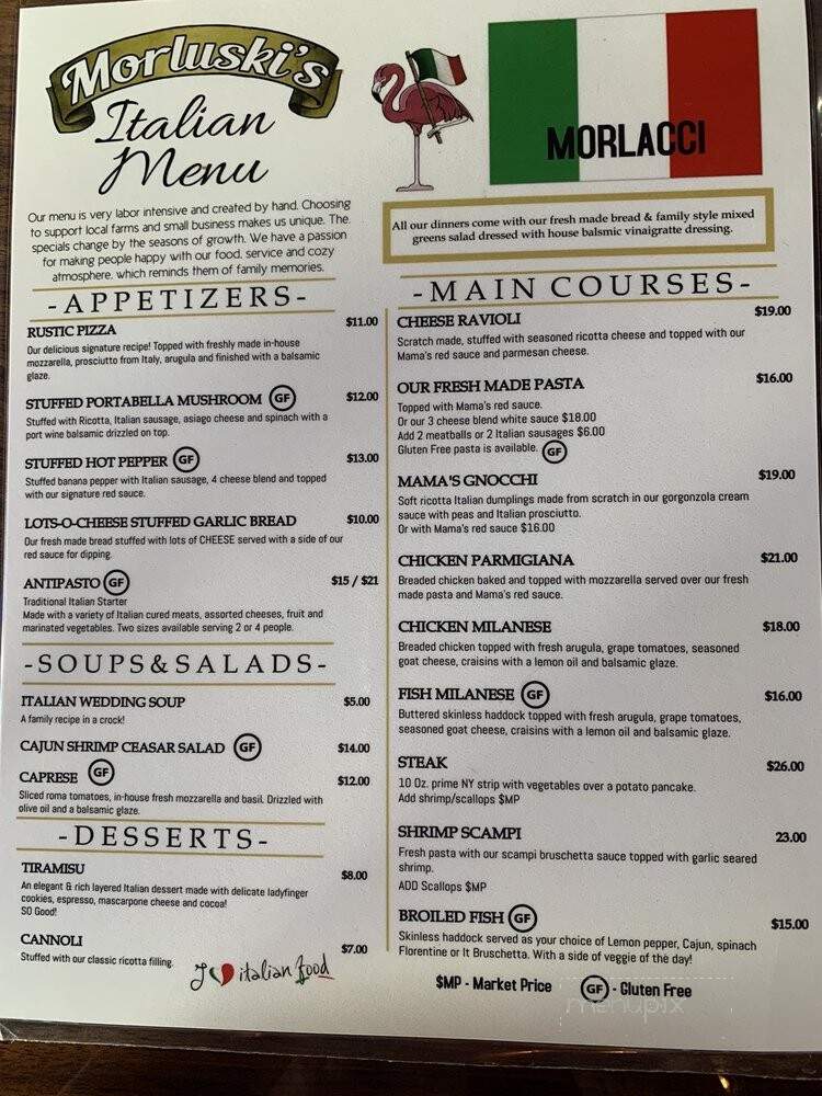 Morluski's - Clarence, NY menu_pic