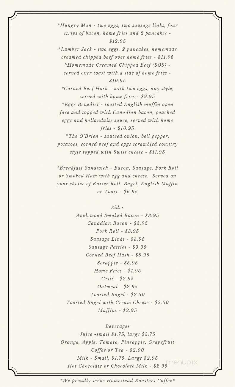 Amanda's Riverside Cafe - Erwinna, PA menu_pic