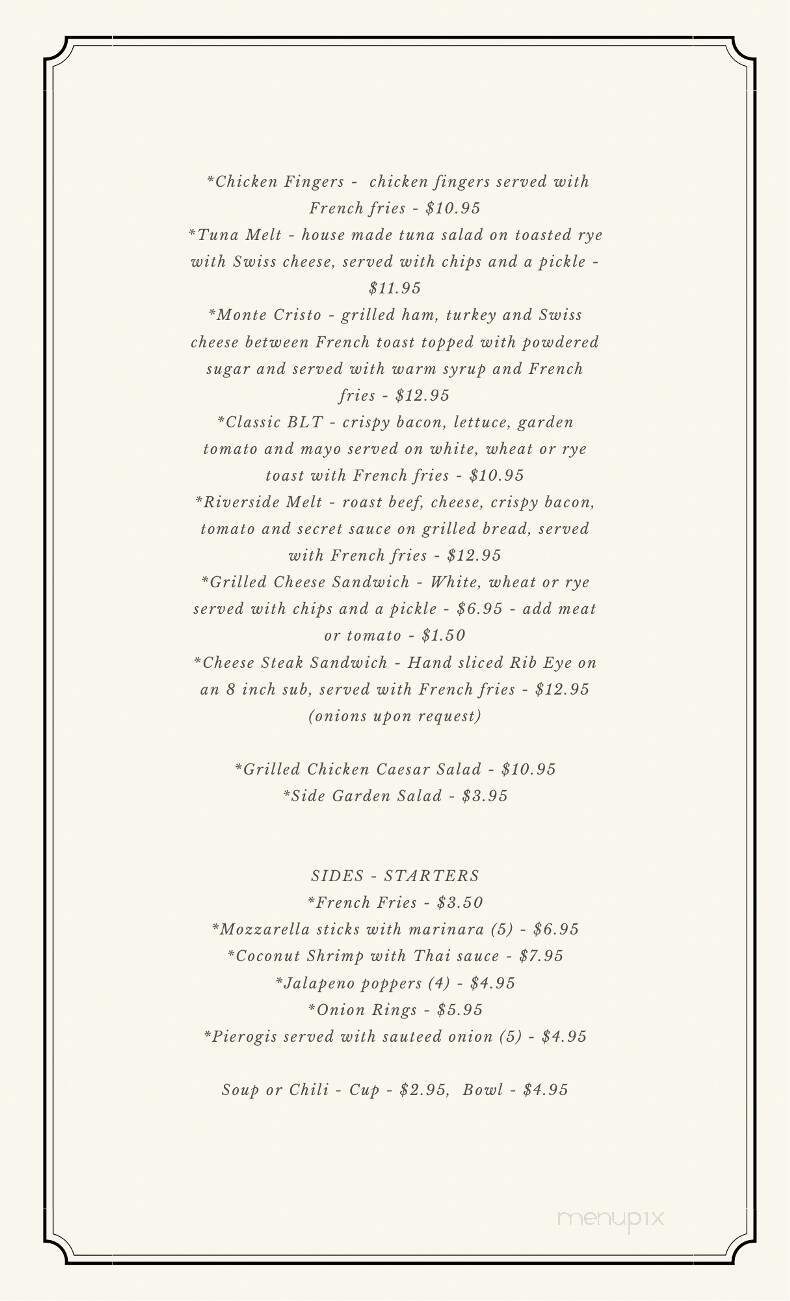 Amanda's Riverside Cafe - Erwinna, PA menu_pic