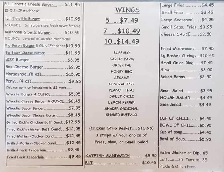 Full Throttle - Carlinville, IL menu_pic
