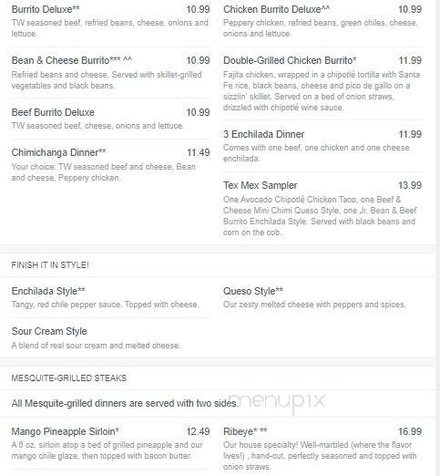 Tumbleweed Southwest Grill - Henderson, KY menu_pic