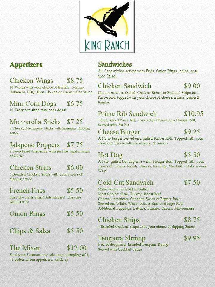 King Ranch Restaurant - Frenchtown, MT menu_pic