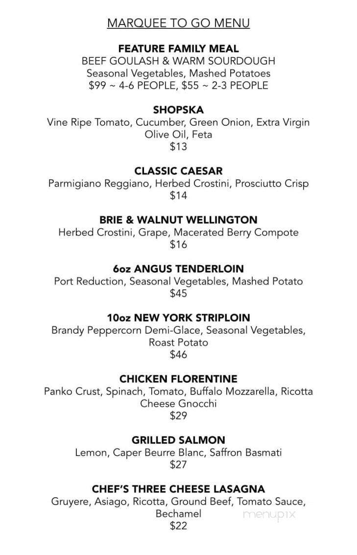 Marquee Steakhouse & Piano Lounge - Milton, ON menu_pic