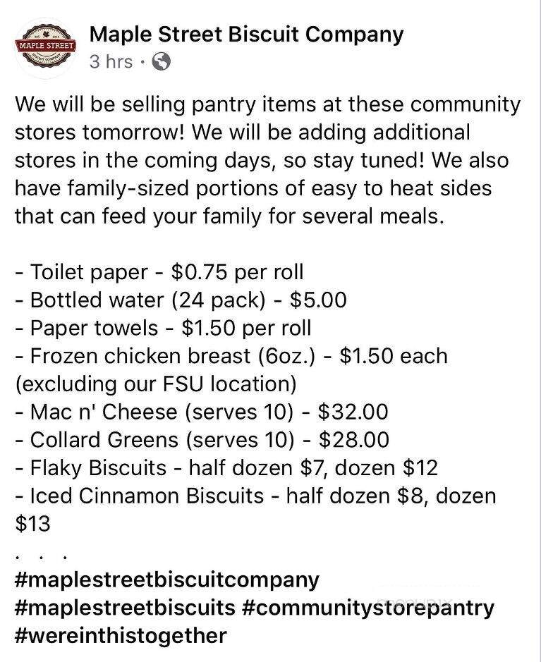 Maple Street Biscuit Company - Miramar Beach, FL menu_pic