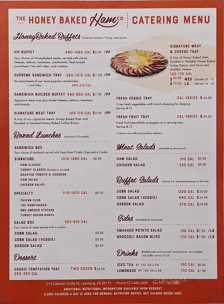 Honeybaked ham menu and prices discount