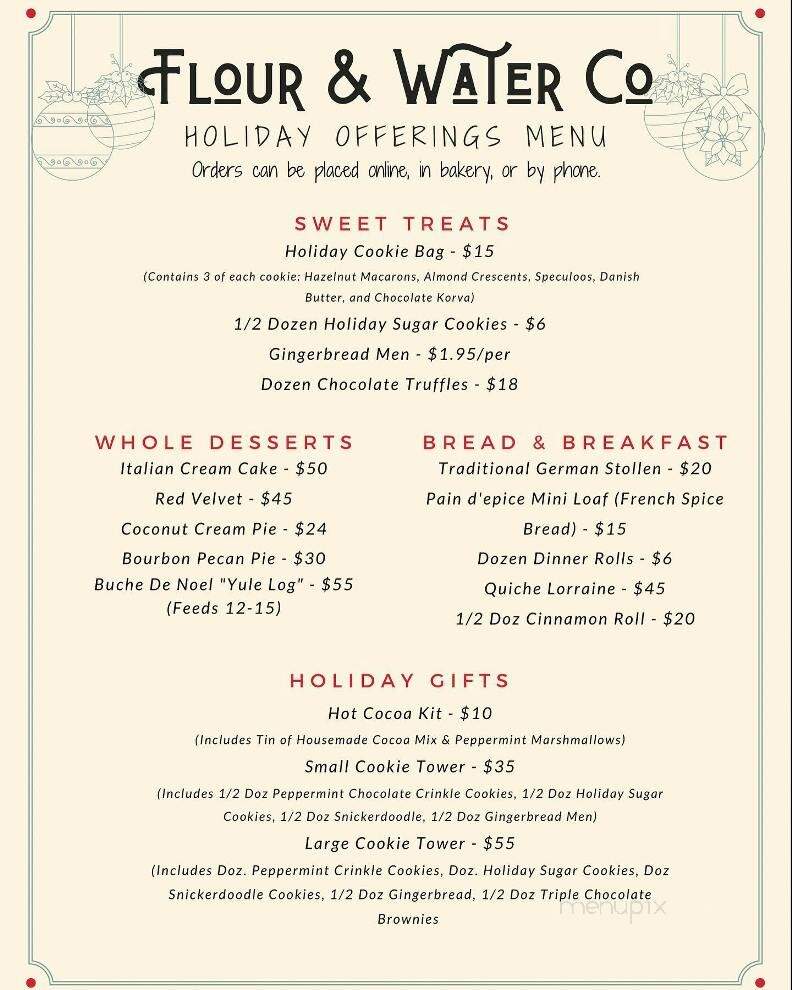 Flour & Water Co - Woodstock, VA menu_pic