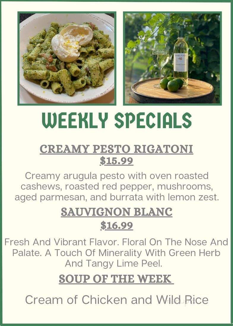 Firelands Winery - Sandusky, OH menu_pic