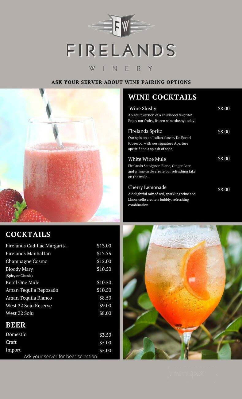 Firelands Winery - Sandusky, OH menu_pic