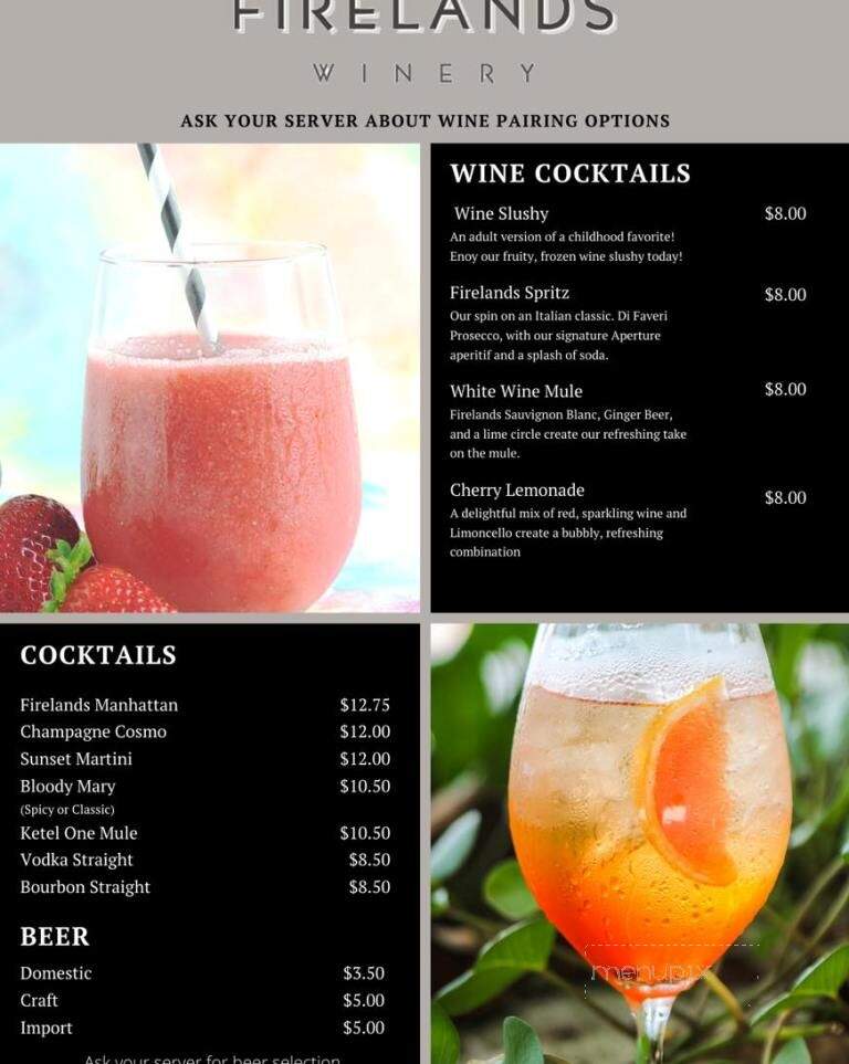 Firelands Winery - Sandusky, OH menu_pic