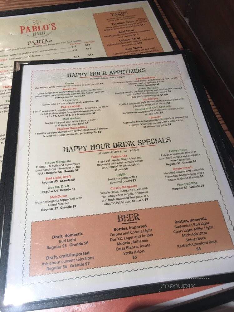Pablo's Mexican Kitchen - Richmond, TX menu_pic