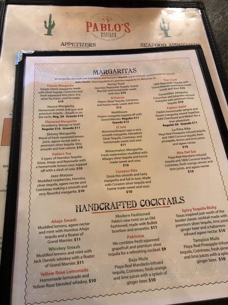 Pablo's Mexican Kitchen - Richmond, TX menu_pic