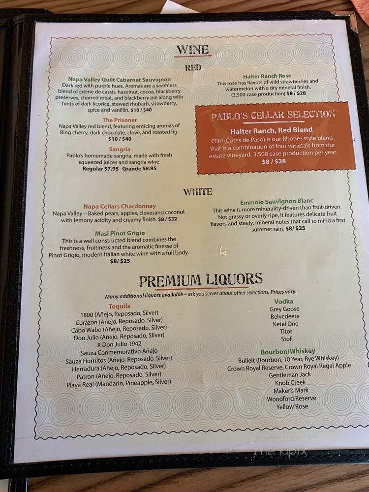 Pablo's Mexican Kitchen - Richmond, TX menu_pic