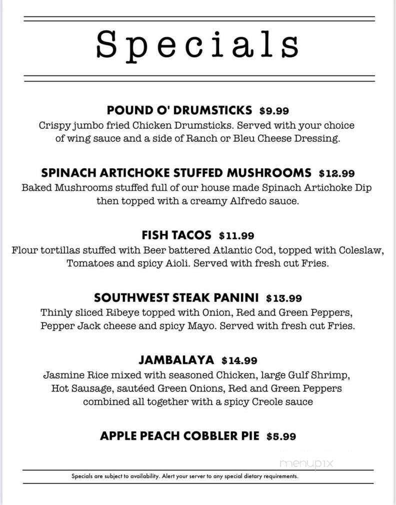 The Craft House Gastropub - Kittanning, PA menu_pic