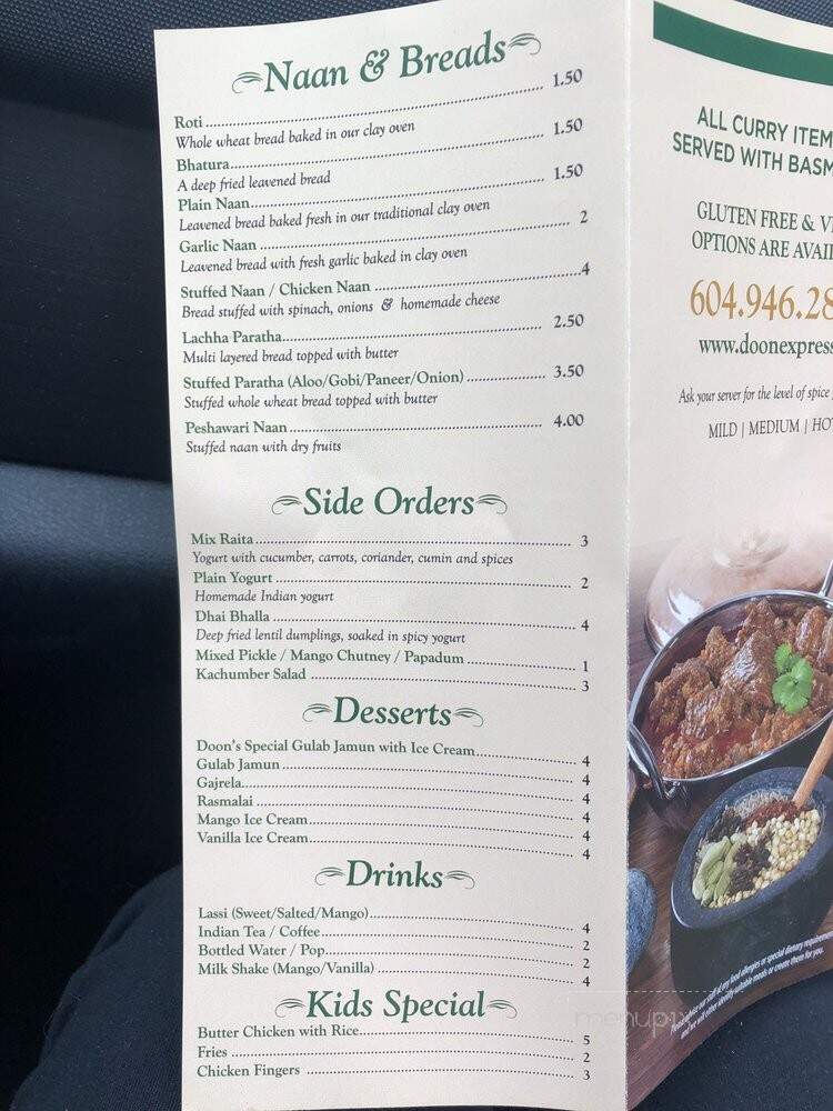 Doon Express Indian Cuisine - Delta, BC menu_pic