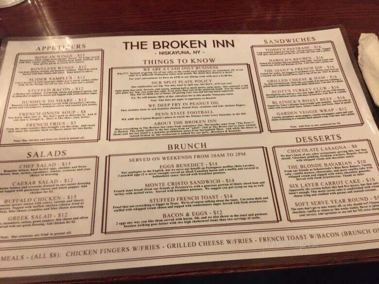 The Broken Inn - Niskayuna, NY menu_pic